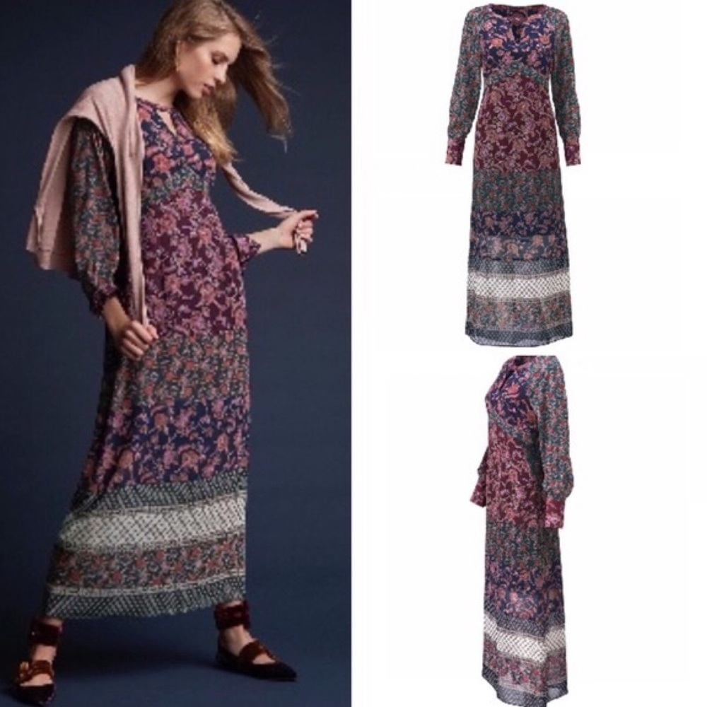 Cabi Festive Fall Boho Cottagecore Maxi Dress Size Large